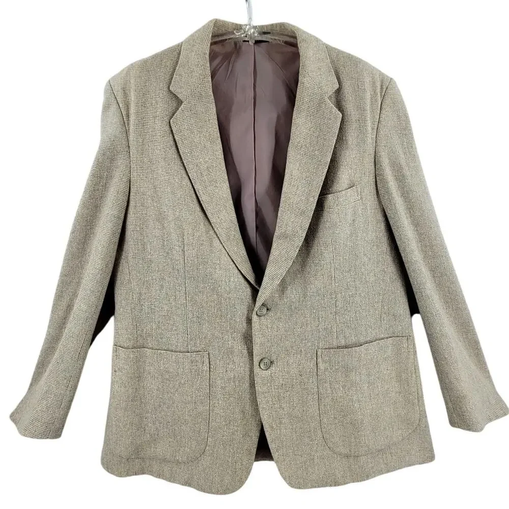 Beige Tweed Linen Blend Men’s Blazer Barrage Classic Double Vent Tailoring‎